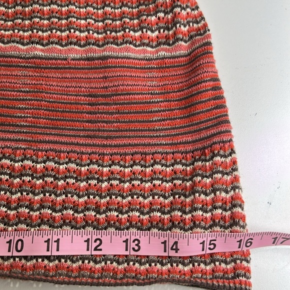 FREE PEOPLE RETRO LONG SLEEVED SIMI SHEER RED/BROWN STRIPPED SWEATER DRESS SZ M - Picture 15 of 16